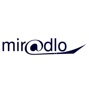 miradlo Logo mit @ dunkelblau auf weiß