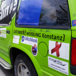 Auto mit miradlo vor miradlo - Team RallyeViators aus Konstanz bei der Allgäu-Orient-Rallye 2015 nach Amman, Jordanien
