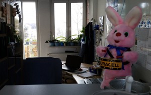 Zu Ostern trommelt zuweilen der Duracell-Hase im miradlo-Versanddepot in Konstanz