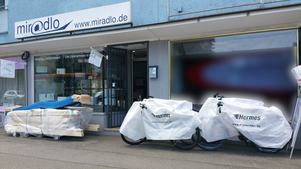miradlo Versanddepot, Sendungen von Hermes, an unsere Lieferadresse in Konstanz