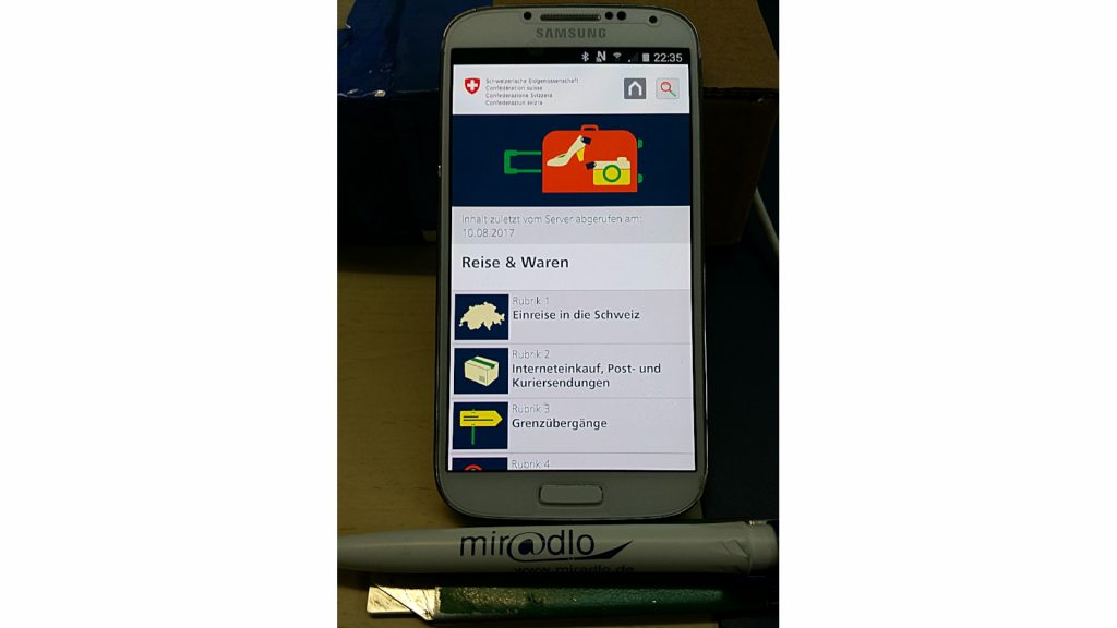 Zoll-App-CH fürs Smartphone - Tipp vom miradlo-Versanddepot