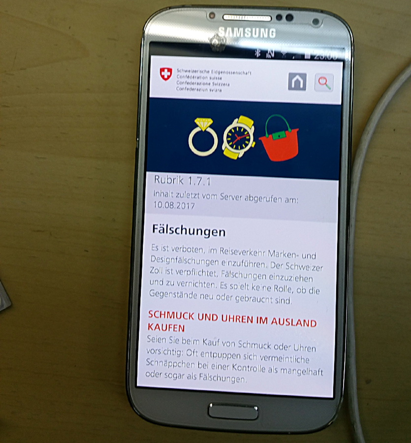 Zoll-App-CH fürs Smartphone - Tipp vom miradlo-Versanddepot