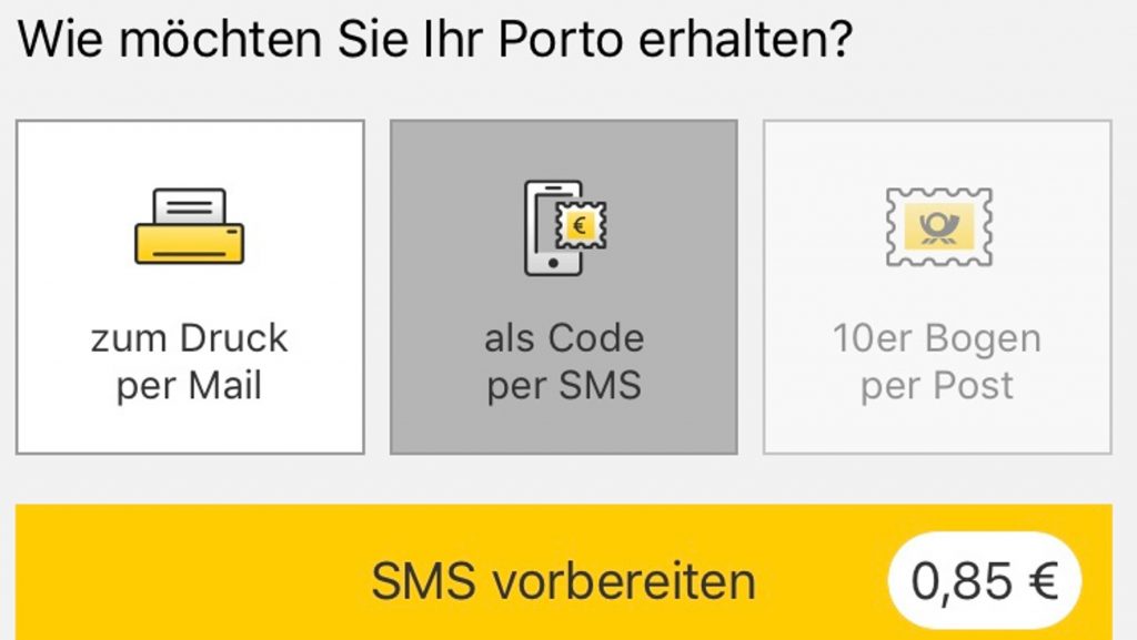 Screenshot Post Mobil App - Handyporto - miradlo-Versanddepot