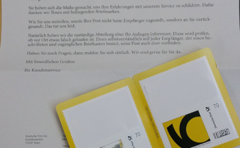 Post Schickt Frankierten Korrekt Adressierten Brief Zurück